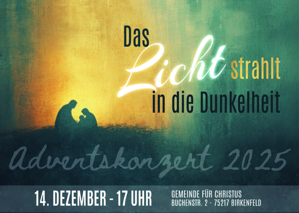 Wir laden Dich herzlich zu unserem diesjährigen Adventskonzert ein, um gemeinsam über die Bedeutung der Weihnachtsbotschaft nachzudenken. 
Besinnliche Lieder und eine kurze Botschaft werden den Abend umrahmen.
Es singt der Chor der MBG Weingarten. Der Eintritt ist frei. 